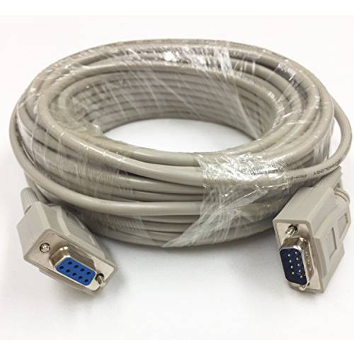 50 Foot DB9 Male to Female RS232 연장 Serial 케이블 - 28 AWG Shielded