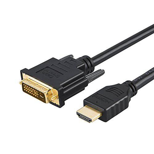 HDMI to DVI 케이블, CableCreation 6.6 Feet HDMI Male to DVI(24+ 1) Male 케이블,  금도금 HDTV to DVI 케이블, 지원 1080P, 3D for 라즈베리 Pi, Roku, 엑스박스 One, 그래픽 Card, Blue-ray,  닌텐도스위치
