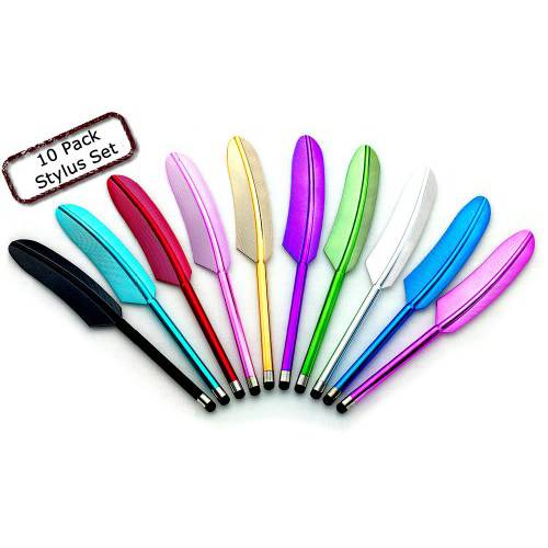 10 Pack Feather 스타일러스 for 모든 터치스크린 디바이스 for iPad, iPhone, 구글 태블릿 and More