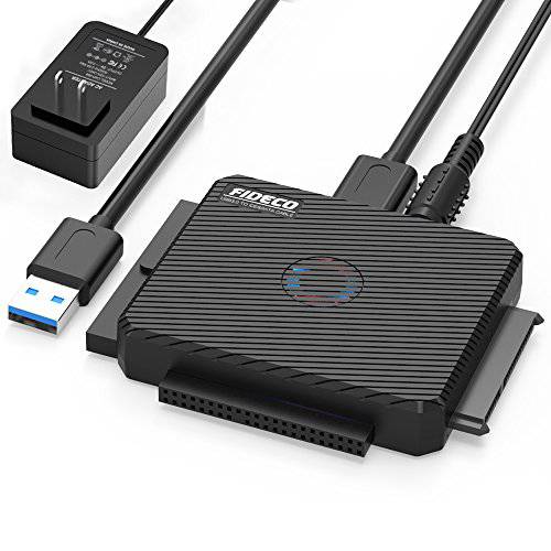 FIDECO SATA/ IDEto USB 3.0 Adapter,  하드디스크 AdapterCable for 범용 2.5/ 3.5 Inch IDE/ SATA 외장 HDD SSD, 5.25-Inch DVD-ROM/ CD-ROM/ CD-RW, Offline 원 터치 Clone, 지지 16TB (Cable PL06)