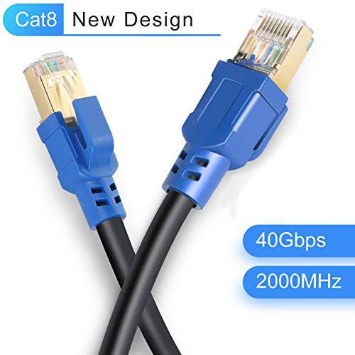 Cat8 랜선, 랜 케이블 50ft, LDKCOK Internet 네트워크 Cord, 40Gbps 2000Mhz 랜 Wires,  고속 S/ FTP 랜 Cables with 금도금 RJ45 커넥터 for Router, Modem, Gaming, 엑스박스 (50 ft/ 15m)