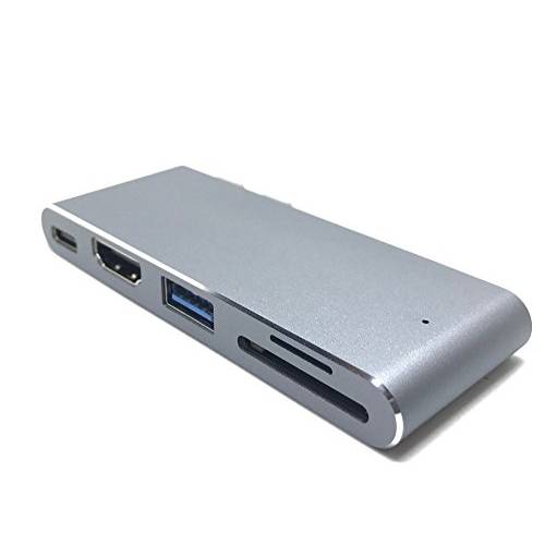 USB Type C 어댑터 허브 호환가능한 with 맥북 프로 13’/ 15’ including 썬더볼트 3, HDMI with 4K, USB 3.0, SD/ Micro SD (Space Gray)