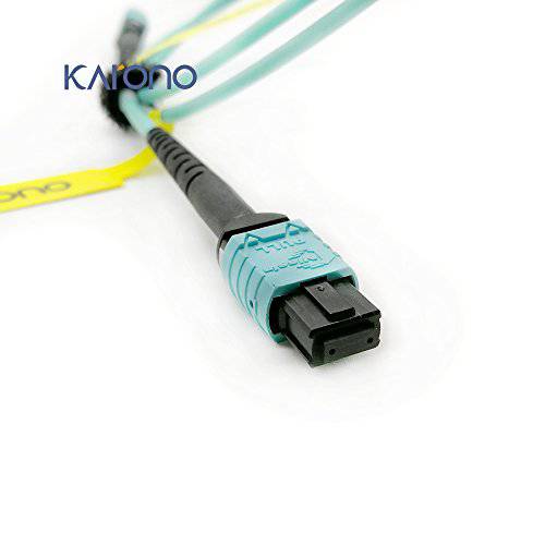 Karono MPO Female to MPO Female 패치 케이블, 16.5 ft (5M), 8-core 섬유, 타입 B, OM3 Multi-Mode 파이버 QSFP+ 트랜시버 MTP 호환가능한 어플리케이션, Aqua