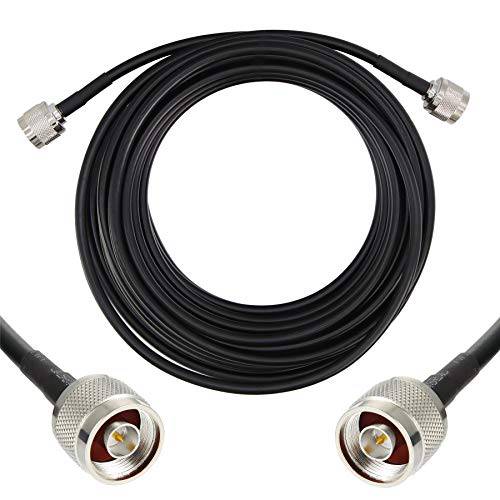 25 ft Low-Loss 동축, 동축ial,COAX 연장 케이블 (50 Ohm) N Male to N Male Connector, GEMEK 퓨어 Copper 동축 케이블s for 3G/ 4G/ 5G/ LTE/ ADS-B/ Ham/ GPS/ WiFi/ RF 라디오 to 안테나 or Surge Arrester 사용 (Not for TV)