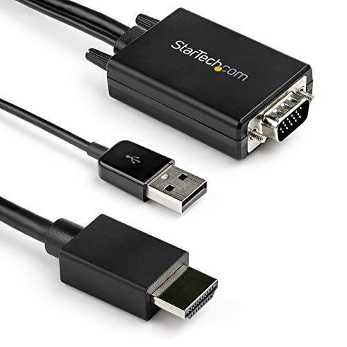 StarTech.com 10ft VGA to HDMI 컨버터 케이블 with USB 오디오 지원하다&  힘 - 비슷한물건 to 디지털 화상 어댑터 케이블 to 연결 a VGA PC to HDMI 디스플레이 - 1080p Male to Male 모니터 케이블 (VGA2HDMM10)