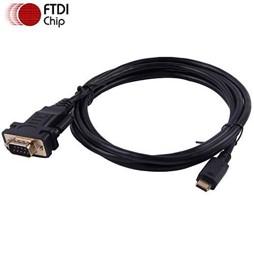 USB to DB9 RS232 Serial 어댑터 컨버터 케이블 with FTDI Chip 6ft 지지 Win10/ 8/ 7/ XP/ Android/ Mac/ Linux/ Vista (Type C to DB9)