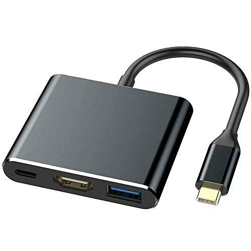 MMOBIEL HDMI Type C 허브 어댑터 HDMI 어댑터 USB C to HDMI 어댑터 USB 3.1/ 3.0 충전 Port 컨버터 호환가능한 with 맥북 Pro/ 갤럭시 Note 10/ 9 Series (Black Aluminium)