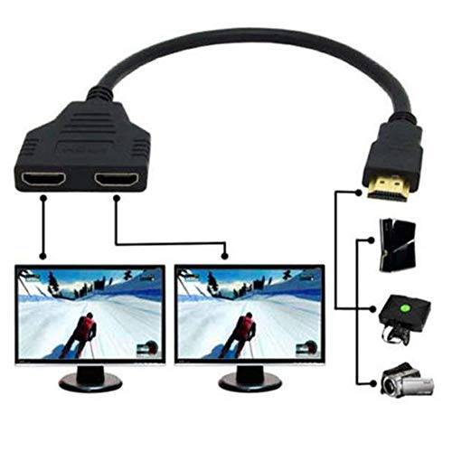 SYSAMA HDMI 케이블 1080P HDMI 분배 케이블 Port Male to 2 Female 1 인 2 Out 분배 케이블 어댑터 인 HDMI HD, LED, LCD, TV Signal 원 in, Two Out(Black 12 Inch)