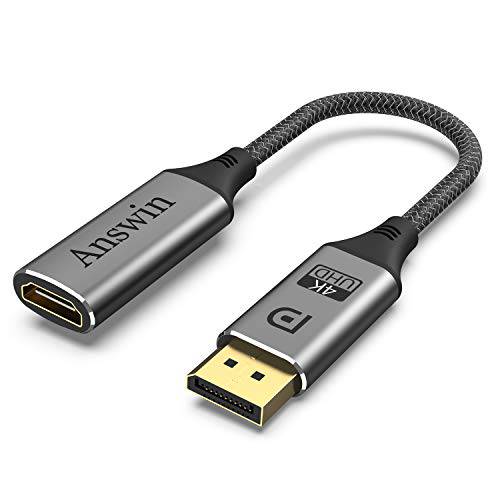 DisplayPort,DP,DP to HDMI 어댑터, Answin 4K DisplayPort,DP to HDMI Gold-Plated DP to HDMI 어댑터 호환가능한 for HP Dell Lenovo, HDTV, Projector, 데스트탑 and Other 브랜드