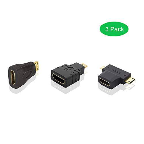 A ADWITS 커넥터 어댑터 Kit [3 Pack] HDMI Female to Micro HDMI Male 미니 HDMI Male Set 1080P 60Hz 호환가능한 with 고프로 히어로 -Black