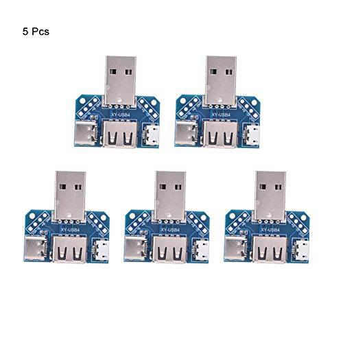 Pack of 5 USB 어댑터 Male to Female USB to 딥핑,디핑 어댑터 Breakout 보드 2.54mm Breakout 보드 2.54mm 4P Micro Type-C USB 커넥터 컨버터