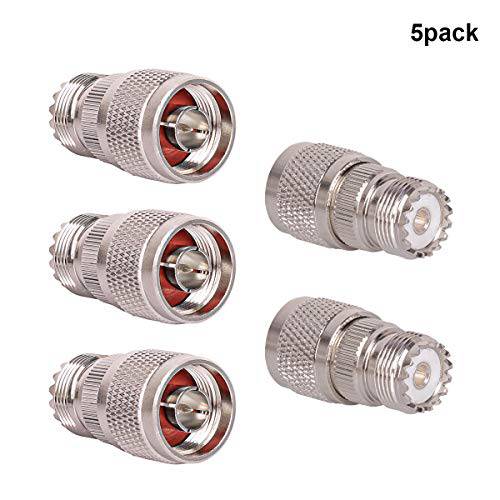 N Male to UHF Female 어댑터 N 커넥터 to PL-259 SO-239 동축 RF 동축, Coaxial,COAX 케이블 커넥터 Pack of 5 by XRDS_RF (NOT for TV)