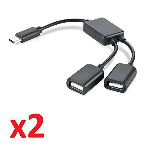 TYPC C to 이중 USB Splitter, iFlash 2-Pack USB Type C to USB 2.0 어댑터 허브, 2X USB-C to USB 2.0 Female, 1-Port USB C OTG 허브 for 애플 맥북, 맥북 Pro, 구글 Pixel, 갤럭시 S9/ S8/  노트 8