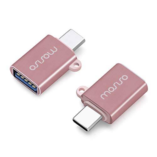 MOSISO USB C to USB 어댑터 2 Pack, USB Type-C to USB Connector, 썬더볼트 3 to USB 3.0 컨버터 OTG 호환가능한 with 맥북 프로 2020-2016/ 맥북 에어 2020-2018/ iPad/ More Type-C Devices, Rose Gold