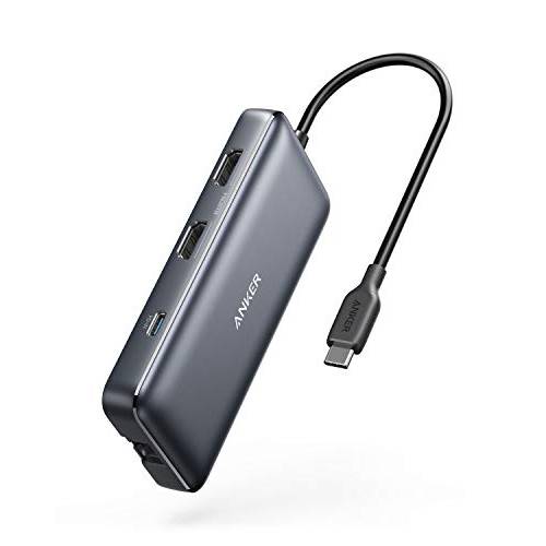 Anker USB C Hub, PowerExpand 8-in-1 USB C Adapter, with 이중 4K HDMI, 100W 파워 Delivery, 1 Gbps Ethernet, 2 USB 3.0 Data Ports, SD and 마이크로SD 카드 Reader, for 맥북 Pro, XPS and More