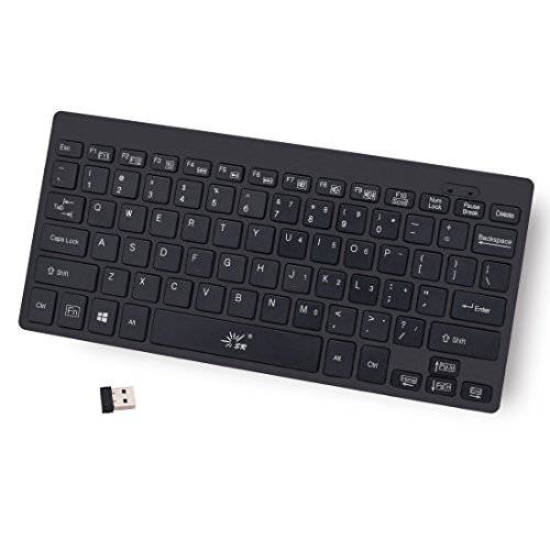 SR 미니 키보드 2.4G 무선 Thin 가벼운 78 Keys USB 멀티미디어 Small for Pc 컴퓨터 노트북 (Black)