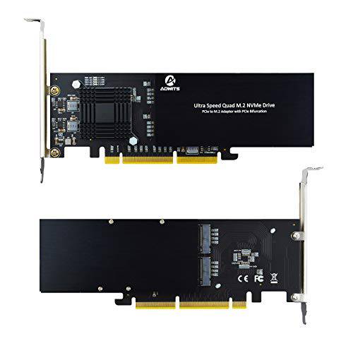 A ADWITS PCI Express 3.0 x16 to PCIe-Based NVMe and AHCI SSD 어댑터 카드 with 히트 S인k, Fits M.2 (NGFF) 폼 패터 with 키 M 인 사이즈 2230/ 2242/ 2260/ 2280