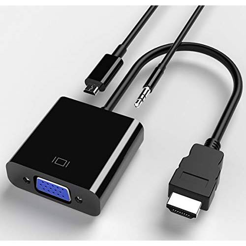 HDMI to VGA 어댑터 1080P with 3.5mm 오디오 Jack and USB 파워 서플라이 HDMI-VGA 컨버터 for Laptop, PC, PS4, Blue Ray DVD Player, 라즈베리 Pi, Chromebook, Monitor, Projector, HDTV, Roku, Xbox, etc
