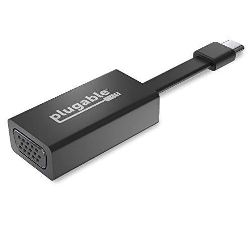 Plugable USB C to VGA 어댑터, 썬더볼트 3 to VGA 어댑터 호환가능한 with 맥북 Pro, 윈도우, Chromebooks, 2018 아이패드 Pro, Dell XPS, and More (Supports 레졸루션 up to 1920x1200 @ 60Hz)