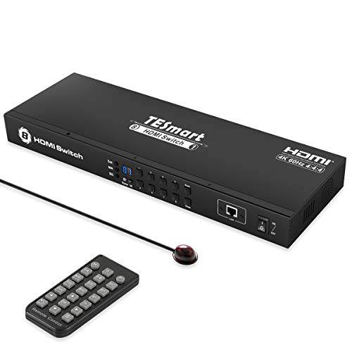 TESmart HDMI분배기, 모니터분배기 8x1 4K 60hz 8 인 1 Out HDMI Switch Box with RS232 랜 Port 지지 HDCP2.2, 8 Port HDMI Switch 호환가능한 with HDTV DVD 엑스박스 PS4 애플 Roku TV