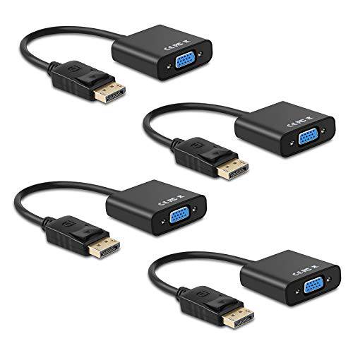 Ankey 디스플레이 Port to VGA Adapter, 4 Pack Gold-Plated 디스플레이Port,DP DP to VGA 컨버터 (Male to Female) for Computer, Desktop, Laptop, PC, Monitor, Projector, HDTV (Black)