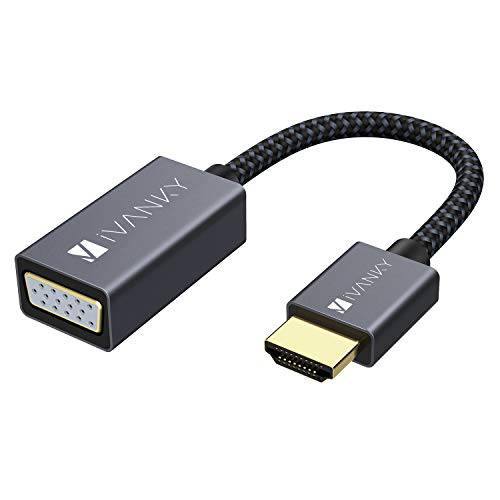 HDMI to VGA 어댑터 1080P, iVANKY Simplified HDMI to VGA 어댑터 (Male to Female), 호환가능한 with PC, Laptop, Monitor, 프로젝터 and More
