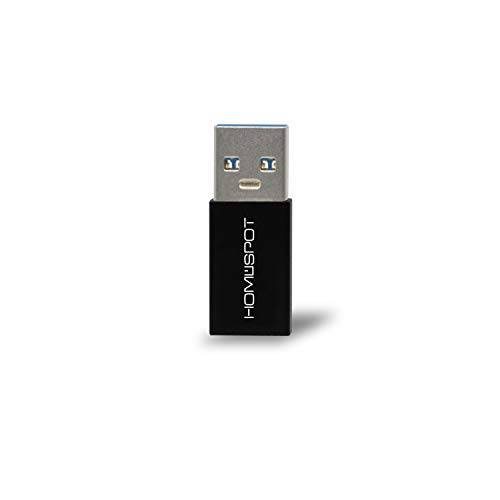 HomeSpot USB-C 양면 모양뚜껑디자인 to USB-A Male 어댑터 고급 알루미늄 바디 울트라 휴대용 5Gbps Data 스피드 호환가능한 with 아이패드 삼성 갤럭시 화웨이 스마트폰 블랙 1 Pack