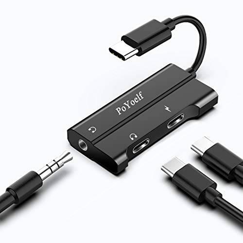 USB C to 헤드폰 어댑터, USB C to 3.5mm 오디오 어댑터, 	업그레이드된 3 인 1 Type C Male to 3.5mm& USB C 헤드폰 Jack 동글 and PD 충전 어댑터 호환가능한 with 구글 Pixel 4/ 4XL/ 3/ 3XL, Note 10/ 10+