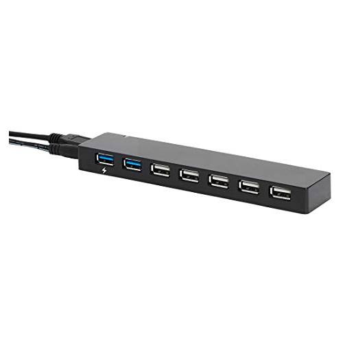 AmazonBasics  슬림 High-Speed 7 Port USB 3.0 허브 with AC 어댑터 for use with 맥북, 맥 프로, iMac, 서피스 프로 and More - 블랙