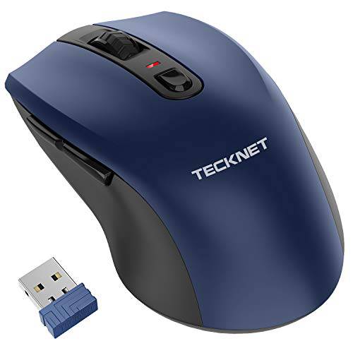 무선 마우스, TeckNet 인체공학 2.4G 무선 옵티컬, Optical 휴대용 마우스 4800 DPI with USB 소형 블루투스리시버 for Laptop, PC, Chromebook, MacBook, 컴퓨터