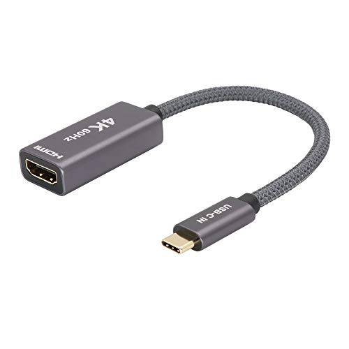 Giryriz USB Type-C to HDMI Female 어댑터 케이블 [4K@60Hz], 썬더볼트 3 Compatible, Grey
