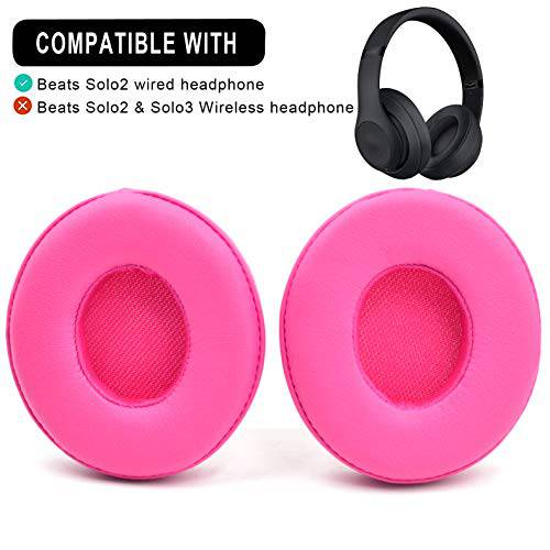 Defean Solo 2 이어패드 Replacement- Easy to Install 이어패드 for Beats Solo 2 유선 Over-Ear Beats 헤드폰 (Pink)