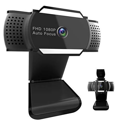 웹카메라 1080P with 프라이버시 Shutter, Fogeek HD 오토포커스 웹 카메라 with 마이크 for Conferencing, 화상 Calling, Recording, Streaming, 게이밍 [Free-Driver Installation] USB 카메라 for PC 노트북