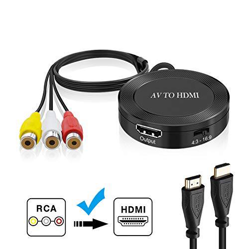 Laboen RCA to HDMI Converter, 컴포지트, Composite to HDMI 어댑터 지지 1080P, PAL/ NTSC 호환가능한 with WII, WII U, PS one, PS2, PS3, STB, Xbox, VHS, VCR, Blue-Ray DVD
