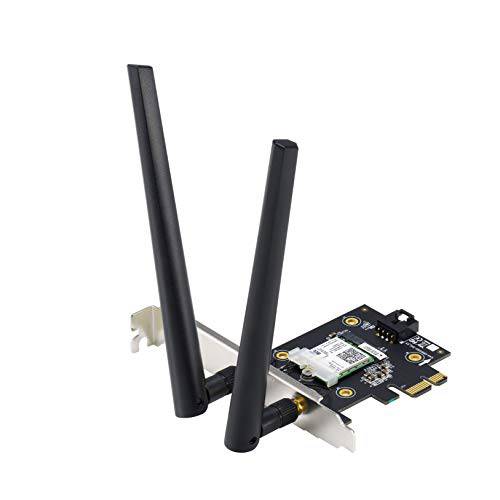 ASUS PCE-AX3000 와이파이 6 (802.11ax) 어댑터 with 2 외장 Antennas. 지지 160MHz for Total Data 율 up to 3000Mbps, 블루투스 5.0, WPA3 네트워크 Security, OFDMA and MU-MIMO