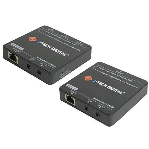 J-Tech Digital 4K@60Hz HDMI 확장기 Over 고양이 5e/ 6 랜선, 랜 케이블 230Ft HDMI 루프 Out, PoC, HDR, Downscaler, EDID 패스/ 복사 듀얼 IR Pass-Through [JTECH-EX230]