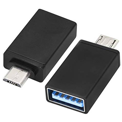 AAOTOKK OTG Micro to USB 어댑터, 알루미늄 Alloy Micro USB Male to USB 2.0 A Female OTG (On The Go) 어댑터 for 안드로이드 스마트폰 태블릿 More USB and Micro 디바이스 (2 Pack-Black)