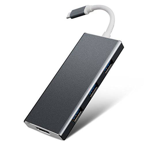 Morjava VT101 USB Type C 허브 USB C 3.0x3 충전 Port HDMI Port 2 USB 3.0 & 1 USB 2.0 Ports SD &  마이크로 SD 카드 리더,리더기 휴대용 for 맥북 프로 2016/ 2017 Chromebook-Gray