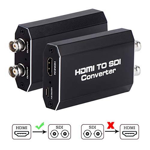 HDMI to SDI 컨버터, 변환기, HDMI to SDI 어댑터, 2 SDI 출력 오디오 Embedder 지원 HDMI 1.3, 3G/ HD-SDI 오토 포맷 감지,센서 확장기 카메라 CCTV (블랙)