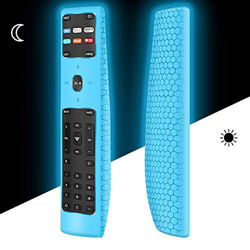 실리콘 보호 케이스 커버 for New XRT136 Vizio 스마트 LCD LED TV 원격 조절, 충격방지 XRT136 Vizio 원격 교체용 케이스, 경량 원격 범퍼 Back Covers-Night Glowblue 야광
