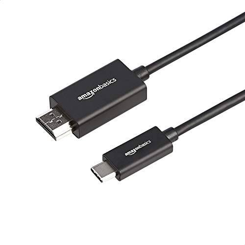 AmazonBasics 프리미엄 알루미늄 USB-C to HDMI 케이블 변환기 (Thunderbolt 3 Compatible) 4K@60Hz - 1-Foot