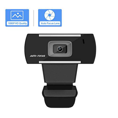 1080P 풀 HD Auto-Focus 웹캠, Wide 앵글 PC 데스크탑 USB Web 카메라 with 마이크,마이크로폰 for 비디오 회의, 레코딩 and 스트리밍