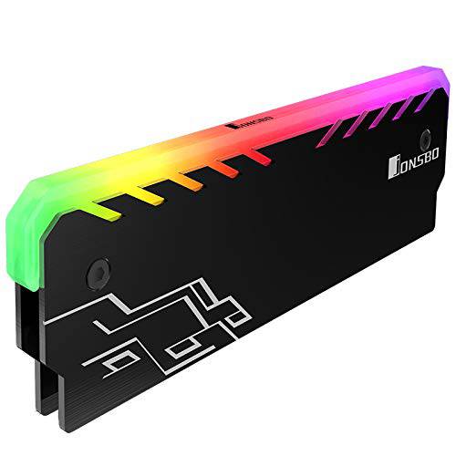Jonsbo  메모리 히트싱크 - 메모리 쿨링 조끼,베스트 라디에이터 - 쿨러 쉘 RGB LED 256 자동 라이트 이펙트 알루미늄 히트싱크 for 데스크탑 RAM DDR3，Black