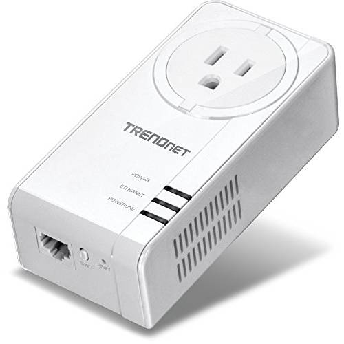 TRENDnet Powerline 1300 AV2 어댑터 with Built-in Outlet, 기가비트 Port, IEEE 1905.1& IEEE 1901, 레인지 Up to 300m (984 ft.), TPL-423E, 화이트