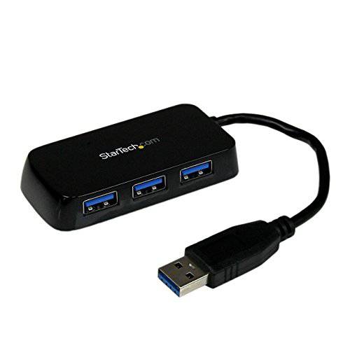 StarTech.com 4-Port USB 3.0 SuperSpeed 허브 - 휴대용 미니 멀티포트 USB 여행용 도크 - USB 확장기 블랙 사무용 PC/ 맥, 노트북 (ST4300MINU3B)