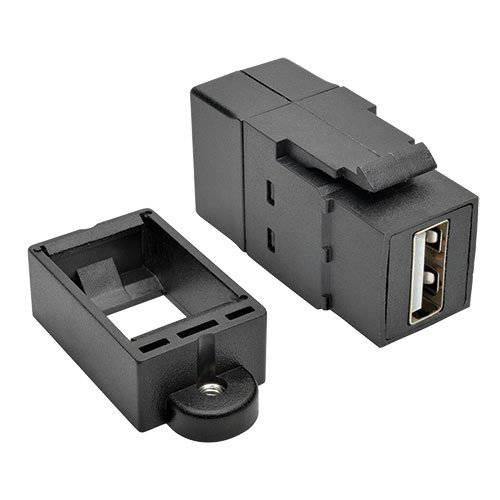 Tripp Lite USB 2.0 Keystone/ Panel 마운트 연장기,커플러 (F/ F), All-in-One, 블랙 (U060-000-KP-BK)