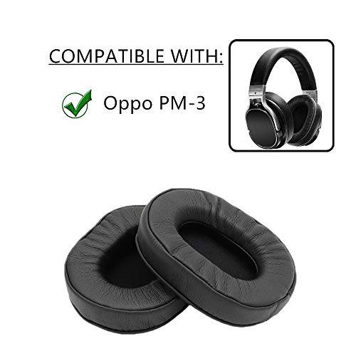이어 패드,솜 쿠션 교체용 이어패드 필로우,베개 for Oppo PM-3 PM3 PM 3 헤드폰,헤드셋 (블랙 Sheepskin 가죽)