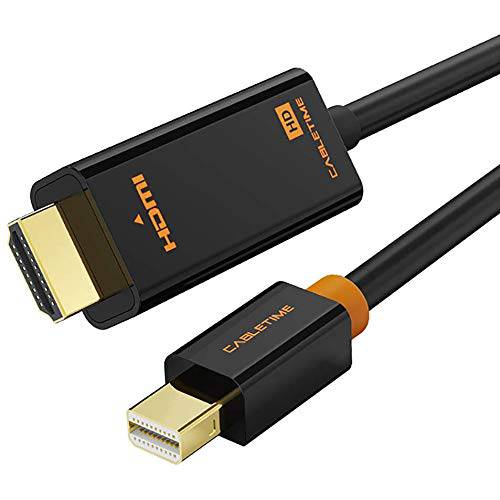 CABLETIME 미니DisplayPort,DP,  미니 DP to HDMI 케이블 1080P 3.3 FT 썬더볼트 to HDMI 어댑터, Gold-Plated 케이블 컨버터 for 맥북 Air/ 프로, 서피스 프로/ 도크, 모니터, 프로젝터 and More, Black(3.3Feet/ 1M)