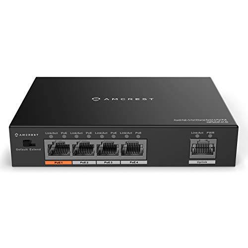 Amcrest 4-Port PoE+ 파워 오버 랜포트 POE Switch with 메탈 하우징, 4-Ports PoE+ 802.3af/ at 60W (AMPS4E4P-AT-60)