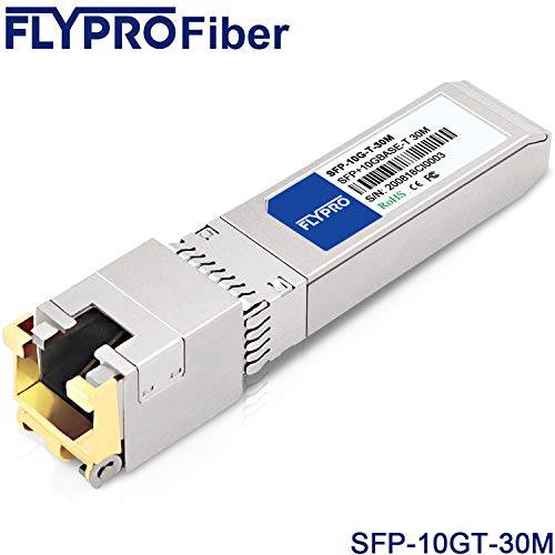 FLYPROFiber 10G SFP+ RJ45 Copper 모듈, 10G T Copper, 10GBase-T RJ45 트랜시버 for Cisco SFP-10G-T-S/ Meraki MA-SFP-10G-T, NETGEAR, Ubiquiti, Supermicro, Linksys, CAT6A/ CAT7, 30M